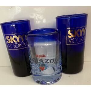 SKYY Vodka and Corazón de Agave brand shot glasses Set Of 3